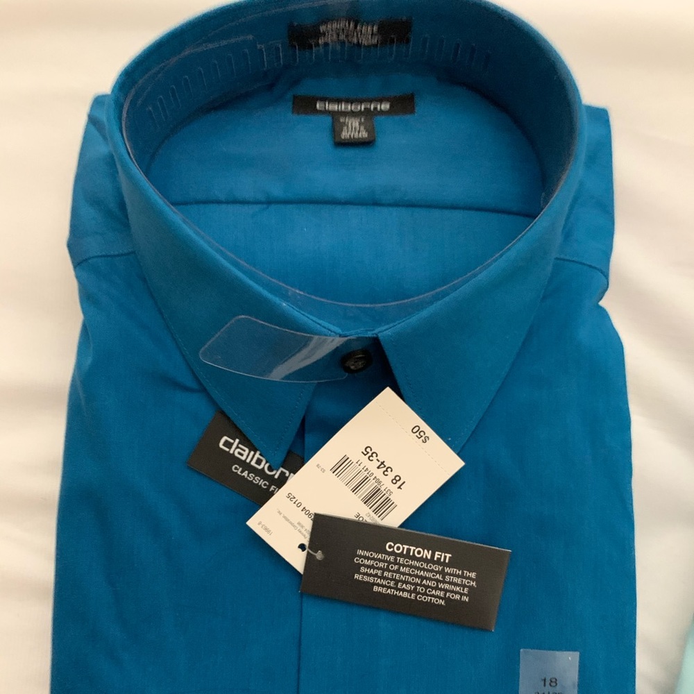 NWT Men’s Claiborne Dress Shirt Blue Size 18 34-35